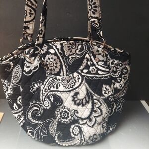 Vera Bradley Midnite Paisley Glenna satchel shoulder bag noir black white
